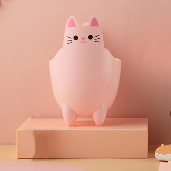 2Pcs Garbage Cans Pen Holders Large Capacity Smooth Edge Burr Free Cartoon Cat Shape Mini Table Trash Cans Storage Buckets