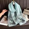 High-End Embroidered Silk Wool Scarf: Korean Style Versatile Winter Shawl & Neck Warmer for Women