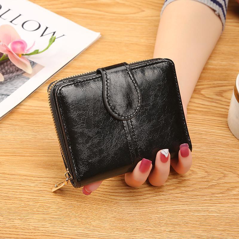 Women's Cute Soft Leather Zipper Wallet - Student-Friendly Two-Fold Coin Purse
