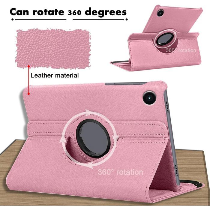 Coque + Verre Trempé pour Lenovo Tab M10 FHD Plus (2e gén) Protection Rotative 360 Synthécuir Rose