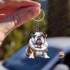 2D Flat Bulldog Humans Most Loyal Significant Other Animal Lovers Art Deco Ornaments Pendant Keychain, Suitable for Any Holiday Occasion, Gift Giving