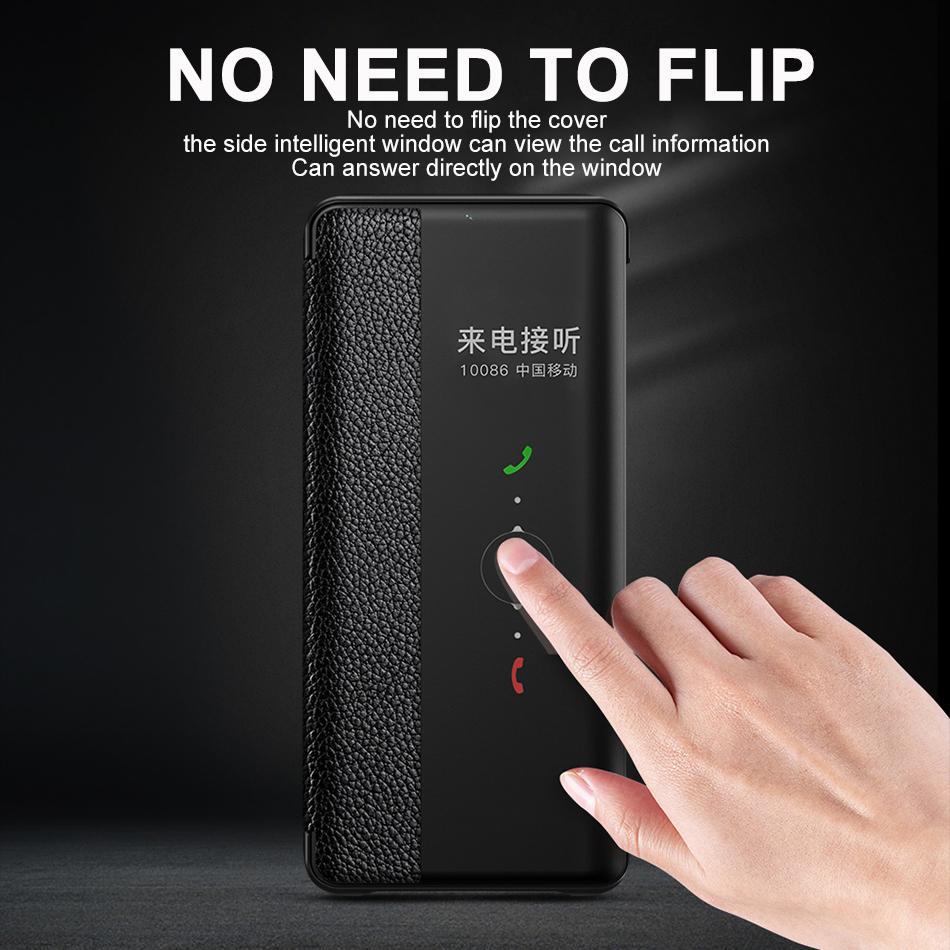 Оригинальный кожаный чехол-книжка для Huawei P60 P50 P40 Pro P30 P20 Mate 50 40 30 20 Pro RS Зеркальный Smart Touch View Пробуждение Сон