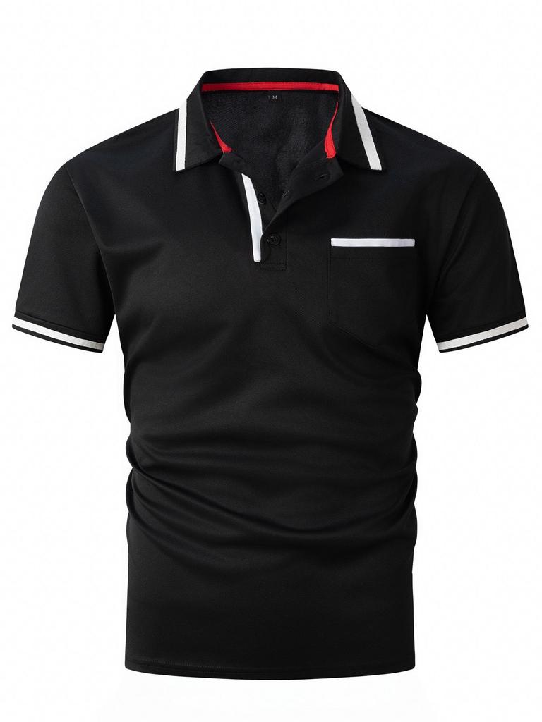 Мужская спортивная рубашка-поло 2024 года с карманом на пуговицах