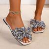 Fashion Soft Ethnic Style Floral Slippers 2025 Women Non-Slip Bowknot Slides Sandals Beachwear Shoes Open Toe Flat Slippers Women