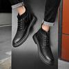 Модная мужская обувь с круглым носком, высоким верхом, из кожи, роскошного качества, минималистичного дизайна, для отдыха, бизнеса, офиса, осенне-зимние ботинки
