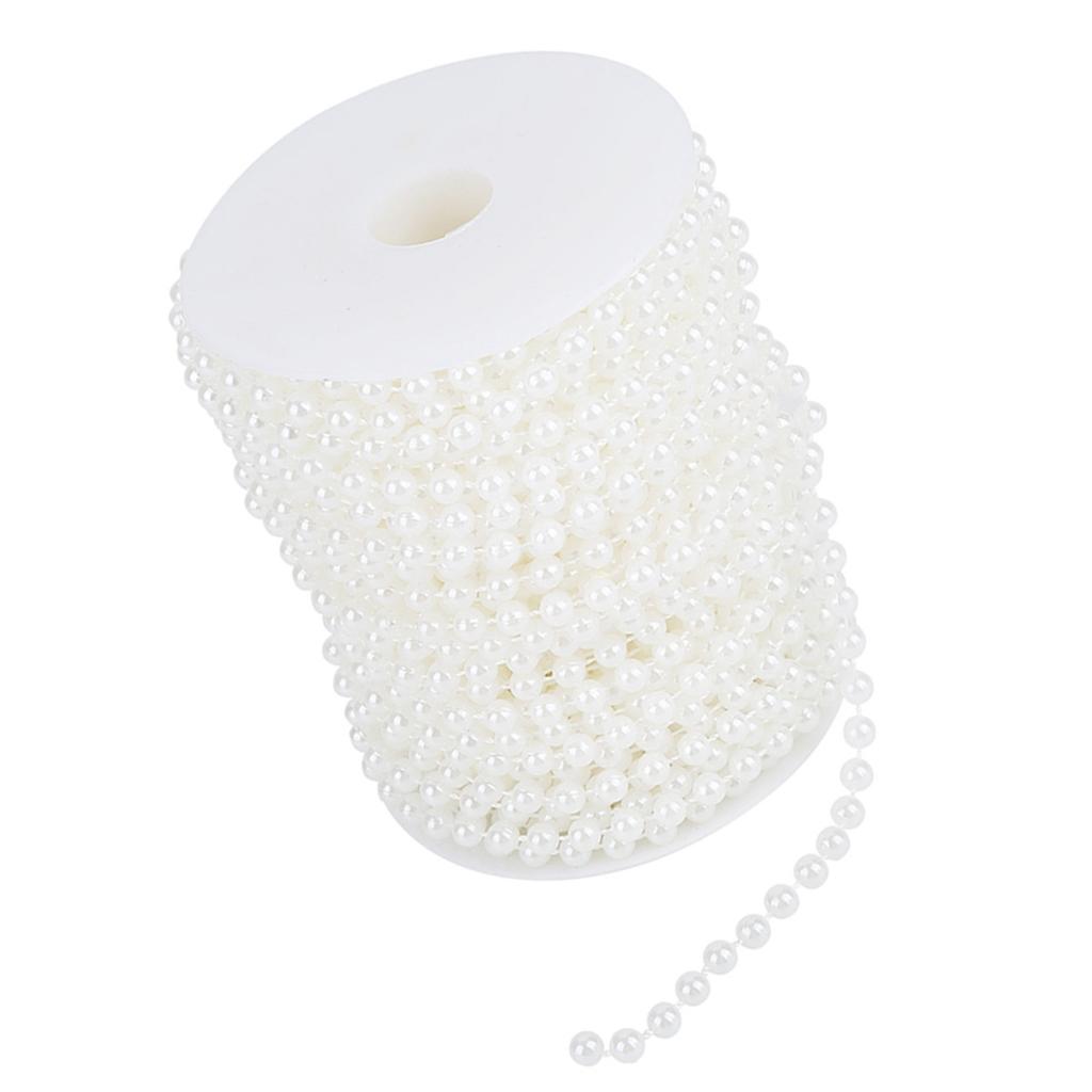 25m Roll Grinding Pearl Wire Beads Garland String DIY Wedding Decoration 6mm(white)