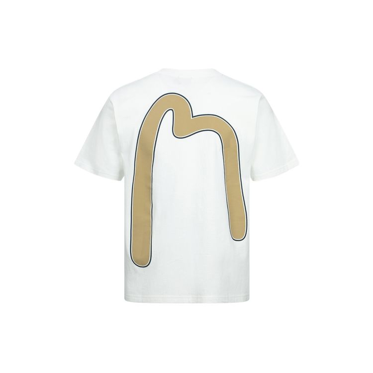 Evisu Мужская футболка с принтом-слоганом, круглый вырез, топ, белая 2ESHTM3TS548XXCT