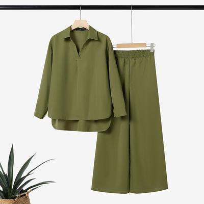 Женская блузка с длинным рукавом и брюки повседневные комплекты из двух предметов