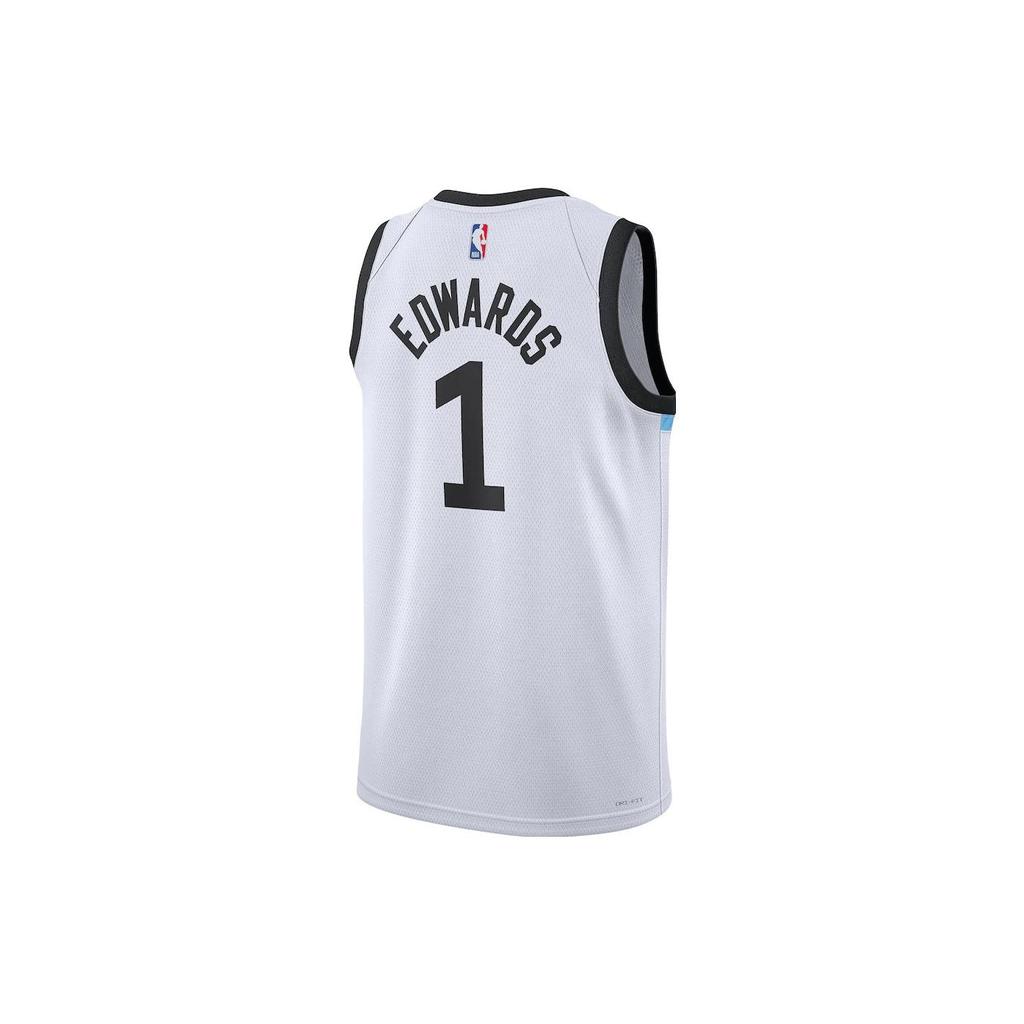 Nike NBA Quick-Dry Printed City Edition Jersey Basketball Tank SW Fan Version 2022-23 Сезон Timberwolves Edwards 1 Унисекс джерси Белый DO9601-102