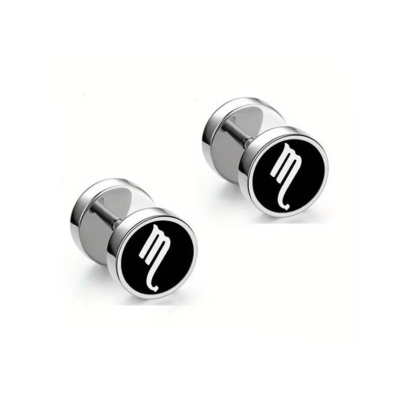 Мужские Модные Серьги-Гантели из Нержавеющей Стали со Знаками Зодиака