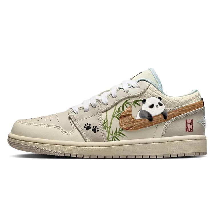 Jordan Air Jordan 1 Низкие, нескользящие, дышащие, винтажные баскетбольные кроссовки, женские, бежево-коричневые HQ3440-101(Команда56-)