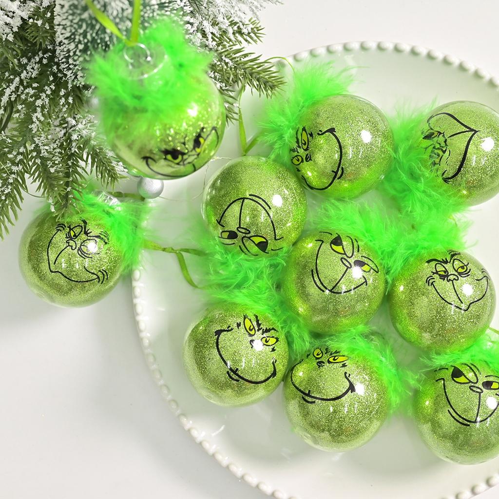 12PCS-Pack Of Christmas Decoration Christmas Tree Ornaments With Green Hair, Cute Decoration Props
