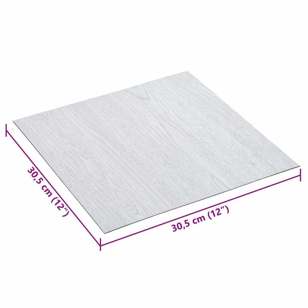 Self Adhesive Floor Planks 30.5 x 30.5 cm 20 pcs PVC White