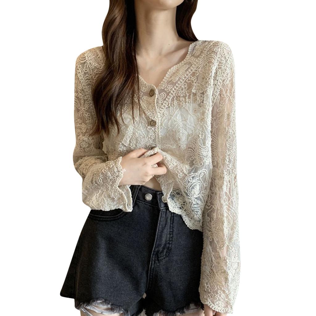 Женская кружевная трикотажная куртка с ажурным узором Sun Clothing