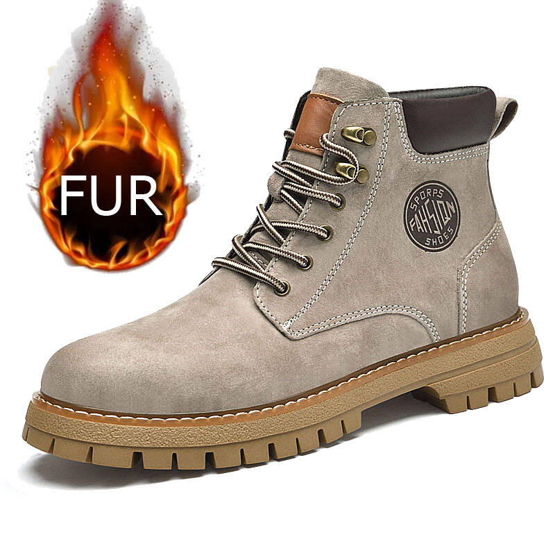 Высококачественные мужские удобные теплые высокие ботинки на шнуровке для осени/зимы, классические мужские износостойкие рабочие ботинки на толстой подошве
