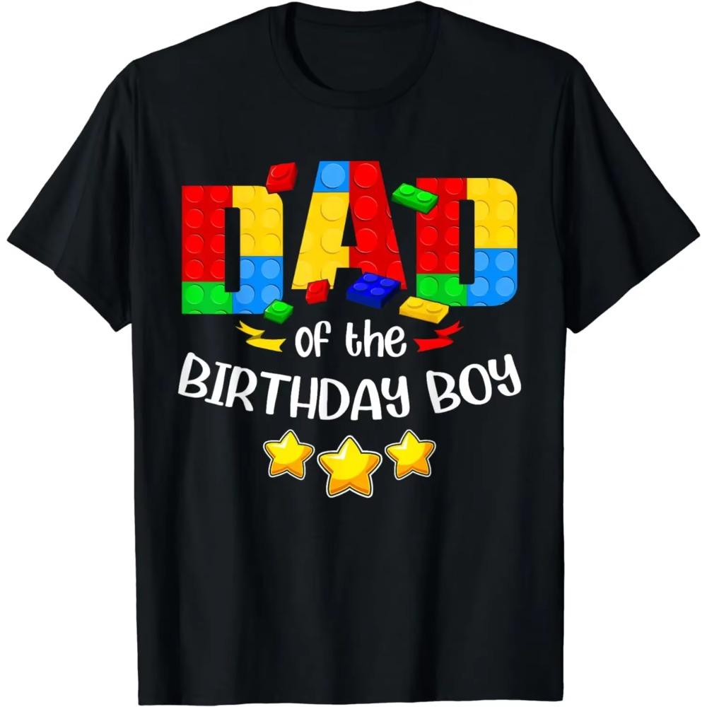 Master Builder Dad of The Birthday Boy Toys Brick Builder T-Shirt Funny T Shirts Tops Women Men Clothing Ropa Mujer