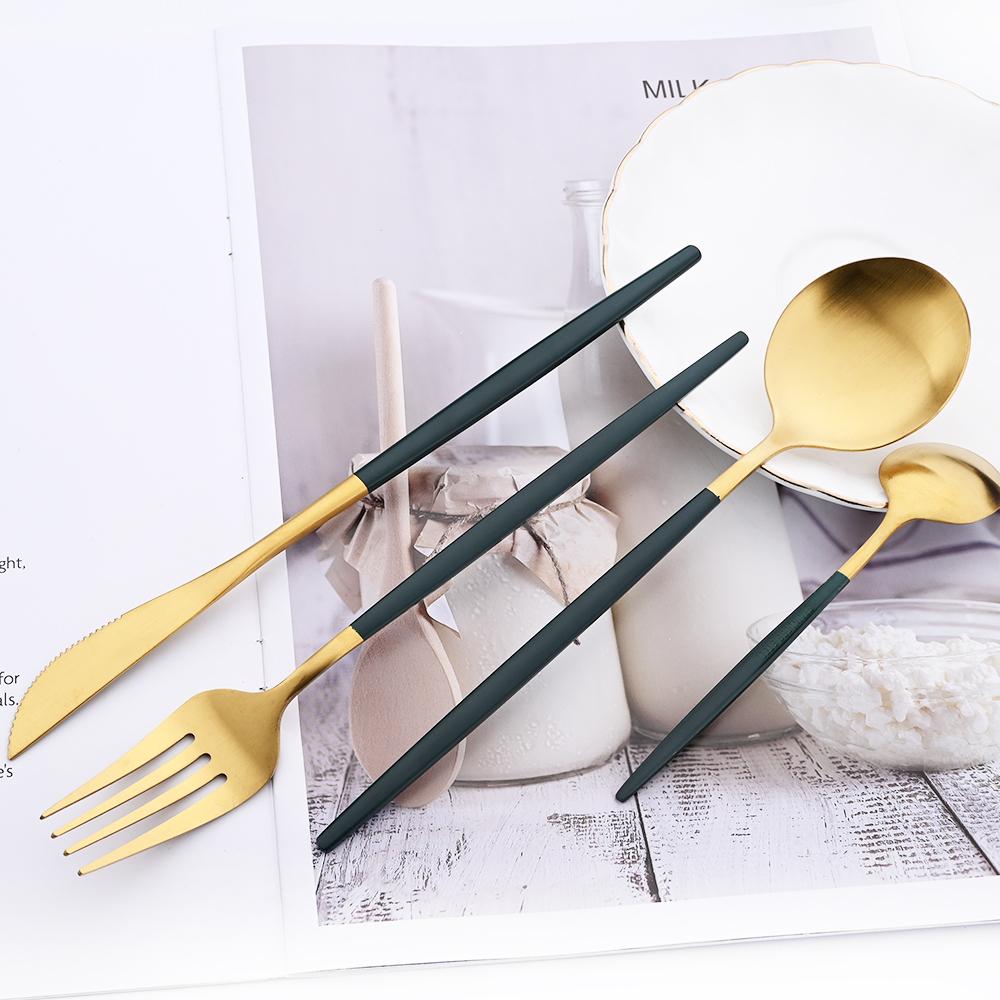 16 шт. матовый набор столовой посуды, серебряная посуда из нержавеющей стали, домашняя ложка, вилка, нож, столовое серебро, западные столовые приборы