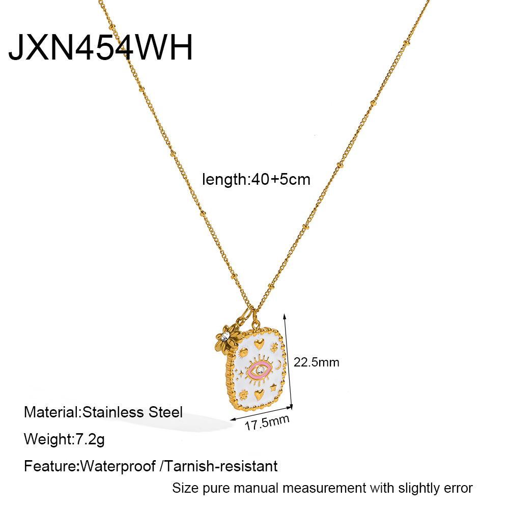 Vintage Color Dripping Devil's Eye Pendant Stainless Steel Necklace Plated 18k Gold Waterproof Non-Fading Jewelry