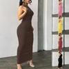 Women's Sexy Bodycon Tank Dress Basic Sleeveless Long Maxi Dresses Party Club Beach Sun Dresses