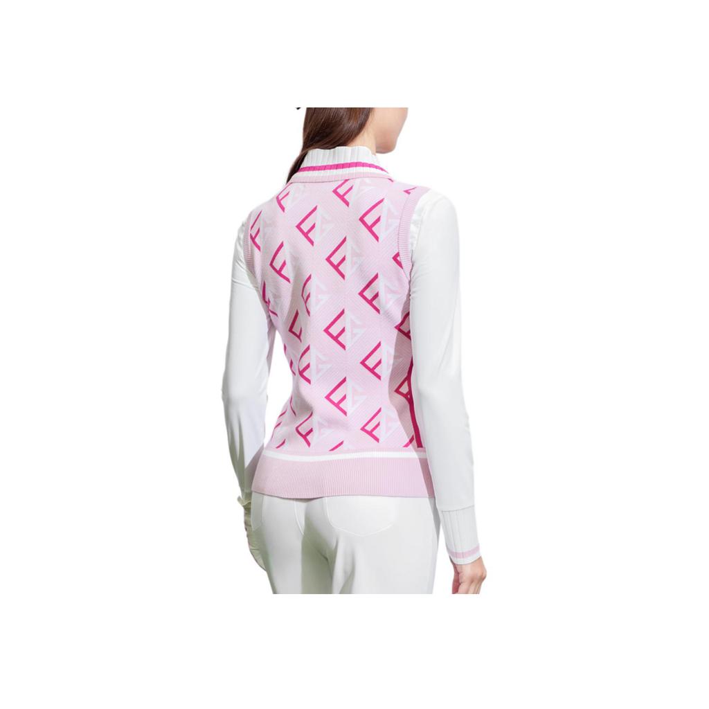 Fila Golf Series All Over Print Casual High Sensitivity Sleeveless Knit Top Women Tops Light-Mist-Pink A11W415408F-PK