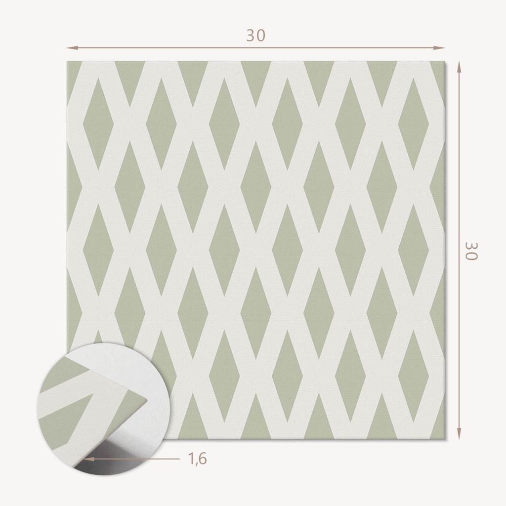Vinyl Tiles with Graphics for the Bathroom. Diamond Pattern in a Grid 9x30x30 cm