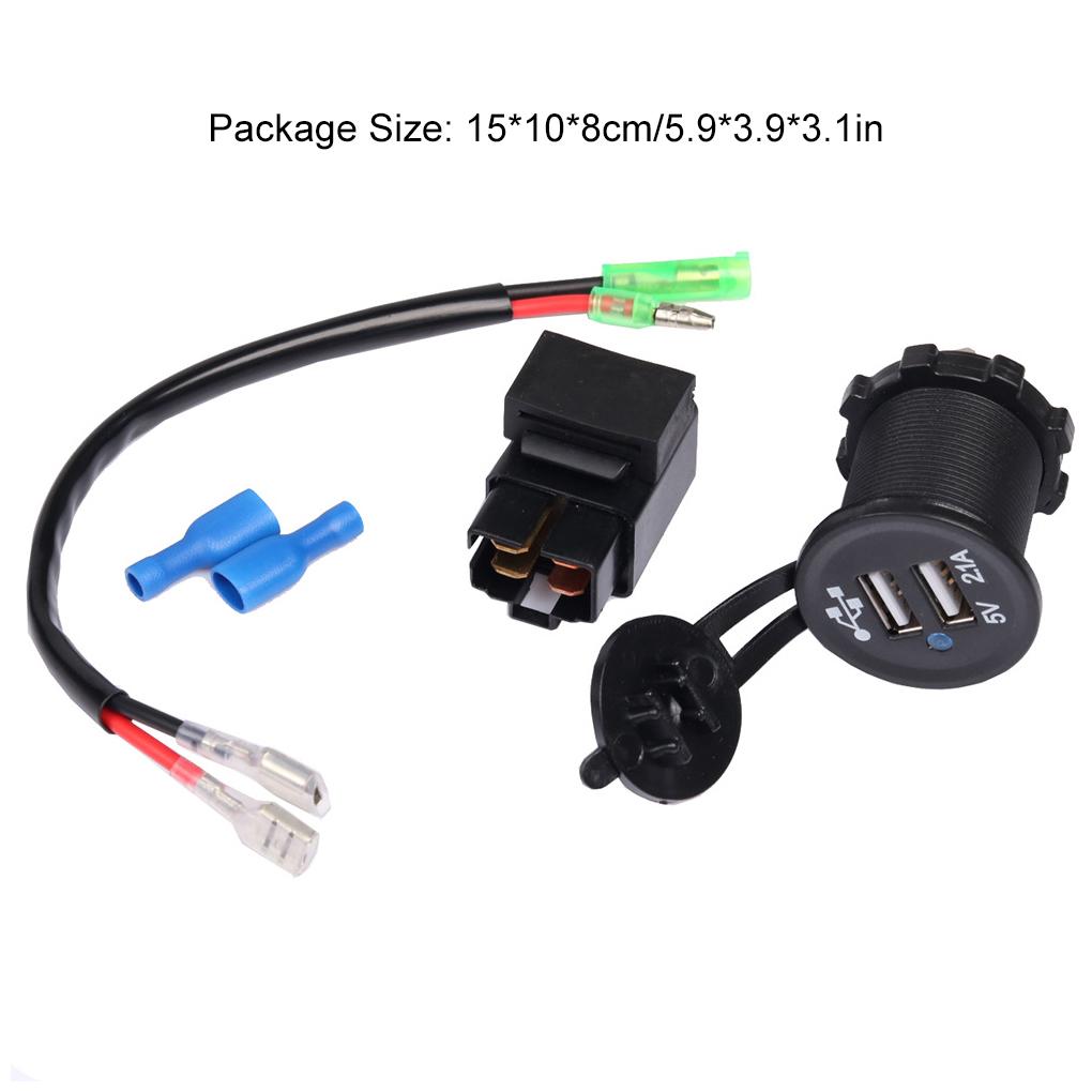 ABS Motorcycle Dual USB Charger Socket USB Charger With Relay Battery Charger Durable Fitment