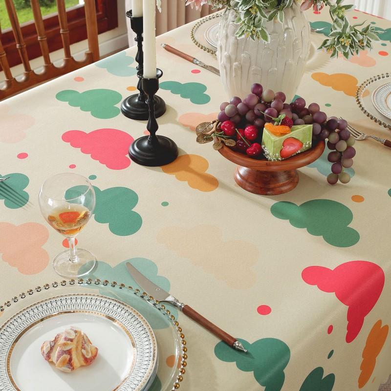 French Print Christmas Tablecloth Nordic Style Waterproof Fabric Table Cover Dining Coffee