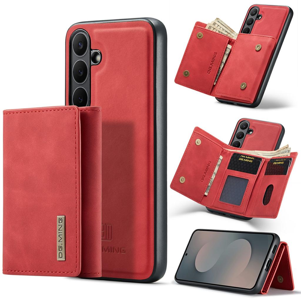 DG.MING Серия M1 для Samsung Galaxy S25 FE Чехол Подставка PU Чехол для телефона со съемным кошельком