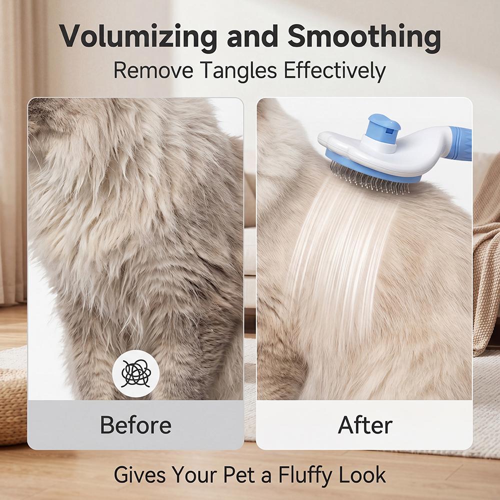 Self Cleaning Slicker Brush For Dog Cat Bunny Pet Grooming Shedding Undercoat Removal Easy Clean Massaging Grooming Tool