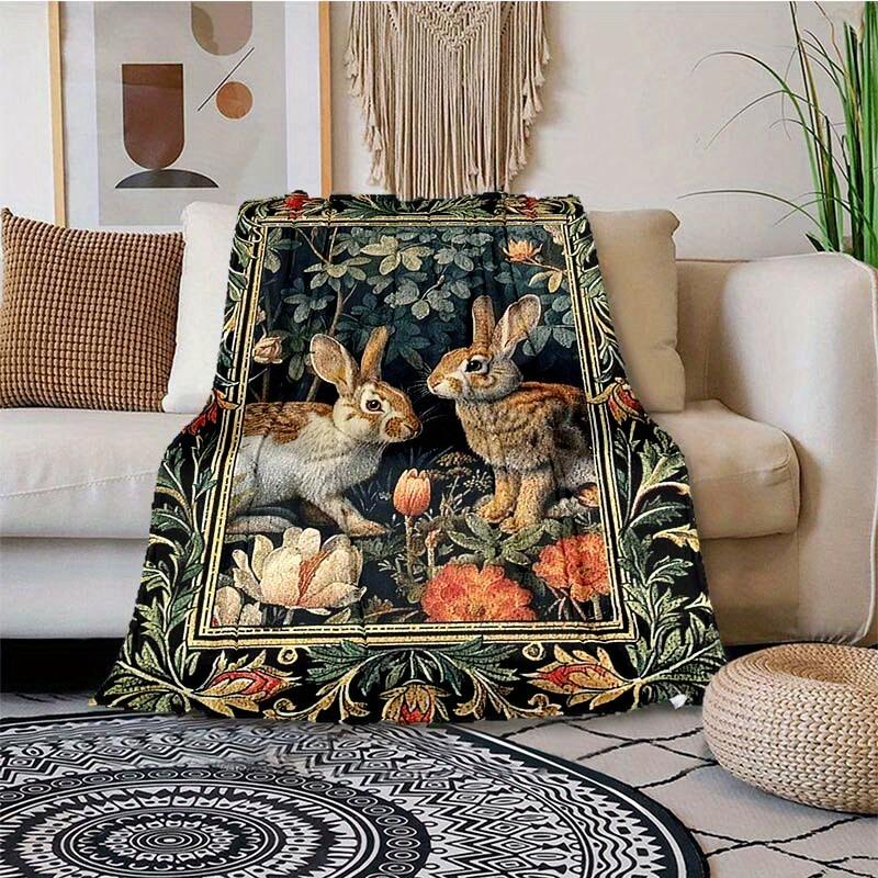Two Rabbits Blanket Household Multipurpose Blanket Used For Chair Sofa Bed Soft And Warm Giving Friends And Relatives Birthday Graduation Gift