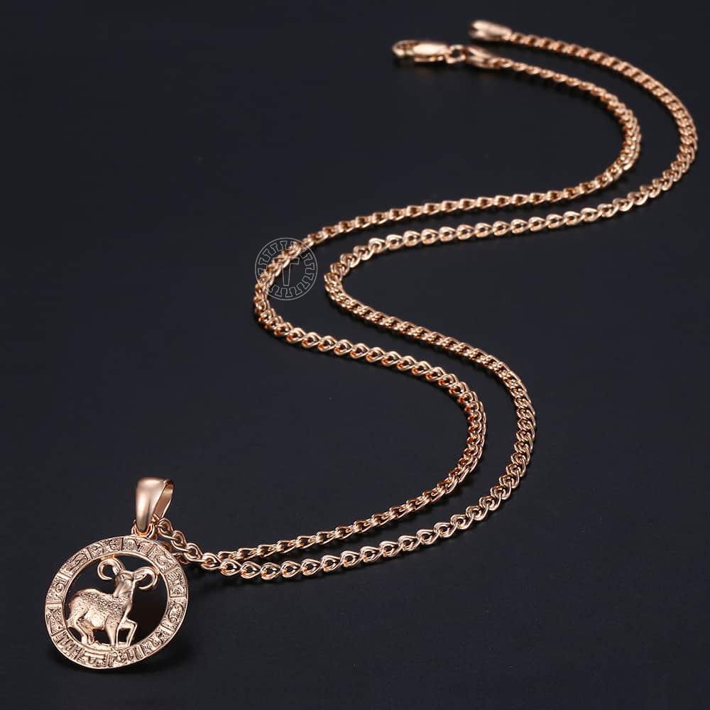 Trendsmax 12 знаков зодиака созвездия подвески ожерелья для женщин мужчин розовое золото 585 пробы мужские ювелирные изделия модные подарки на день рождения GPM16