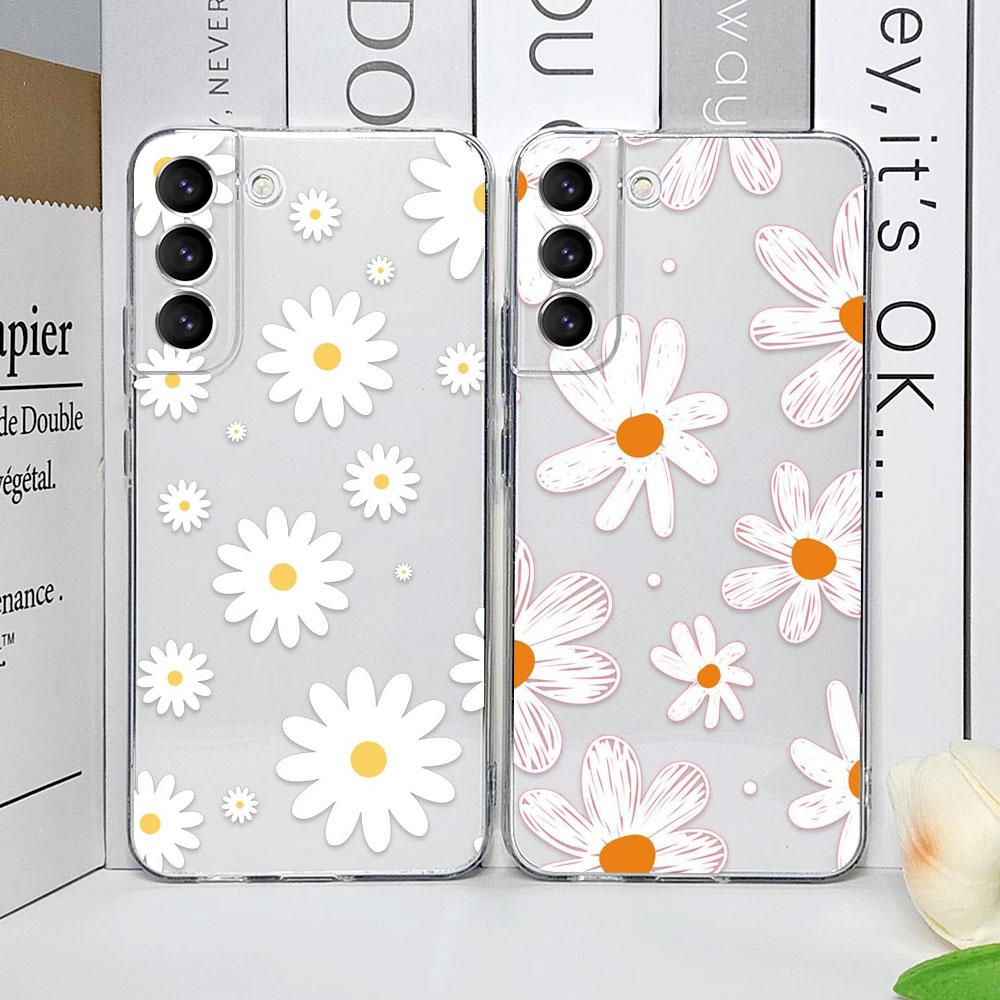 Летний чехол с цветком ромашки для Samsung Galaxy S25 S24 S23 S22 Plus S21 Ultra S20 FE Ударопрочный прозрачный мягкий чехол Fundas