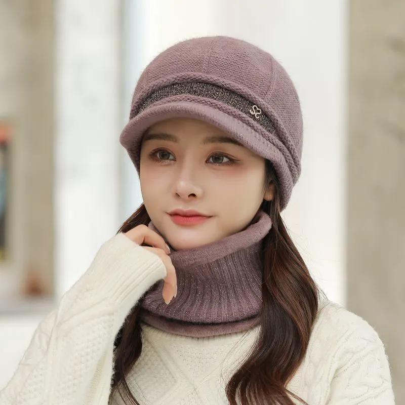 WTEMPO Женская однотонная теплая зимняя шапка с шарфом, мамина, для улицы, для велоспорта, холодостойкая, ветрозащитная, эластичная вязаная шапка