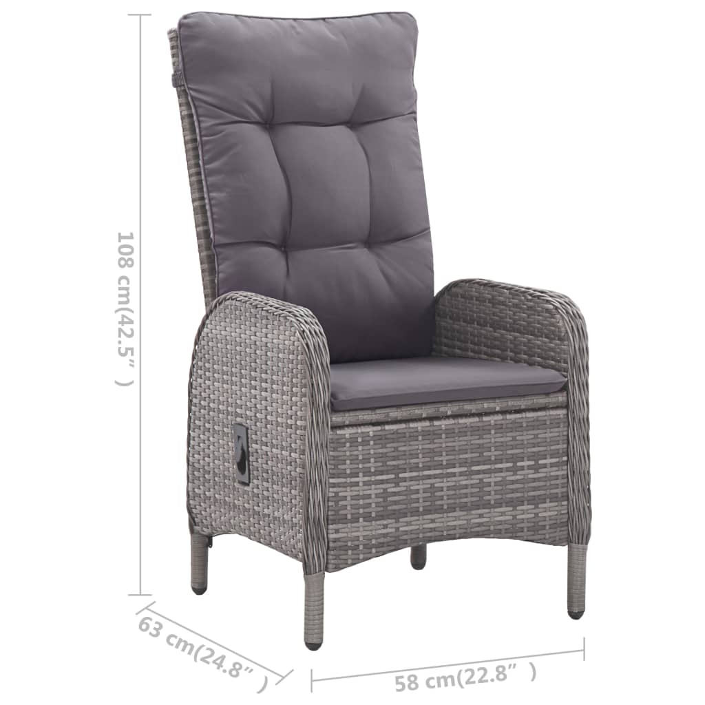 3 Piece Bistro Set Grey Poly Rattan and Acacia Wood