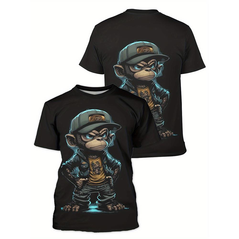 Мужские футболки с 3D принтом мультфильма обезьяны, повседневные футболки с круглым вырезом и короткими рукавами, мужская одежда больших размеров, топы, уличная уличная одежда