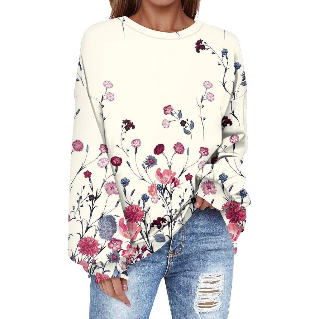 Oversized Sweatshirt For Women Crewneck Printing Long Sleeve Shirts Sweatshirt