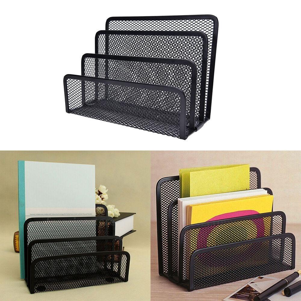 Card Shelf Folder Document Stand Mesh Storage Box Mesh Tray File Storage Rack Letter Paper Holder