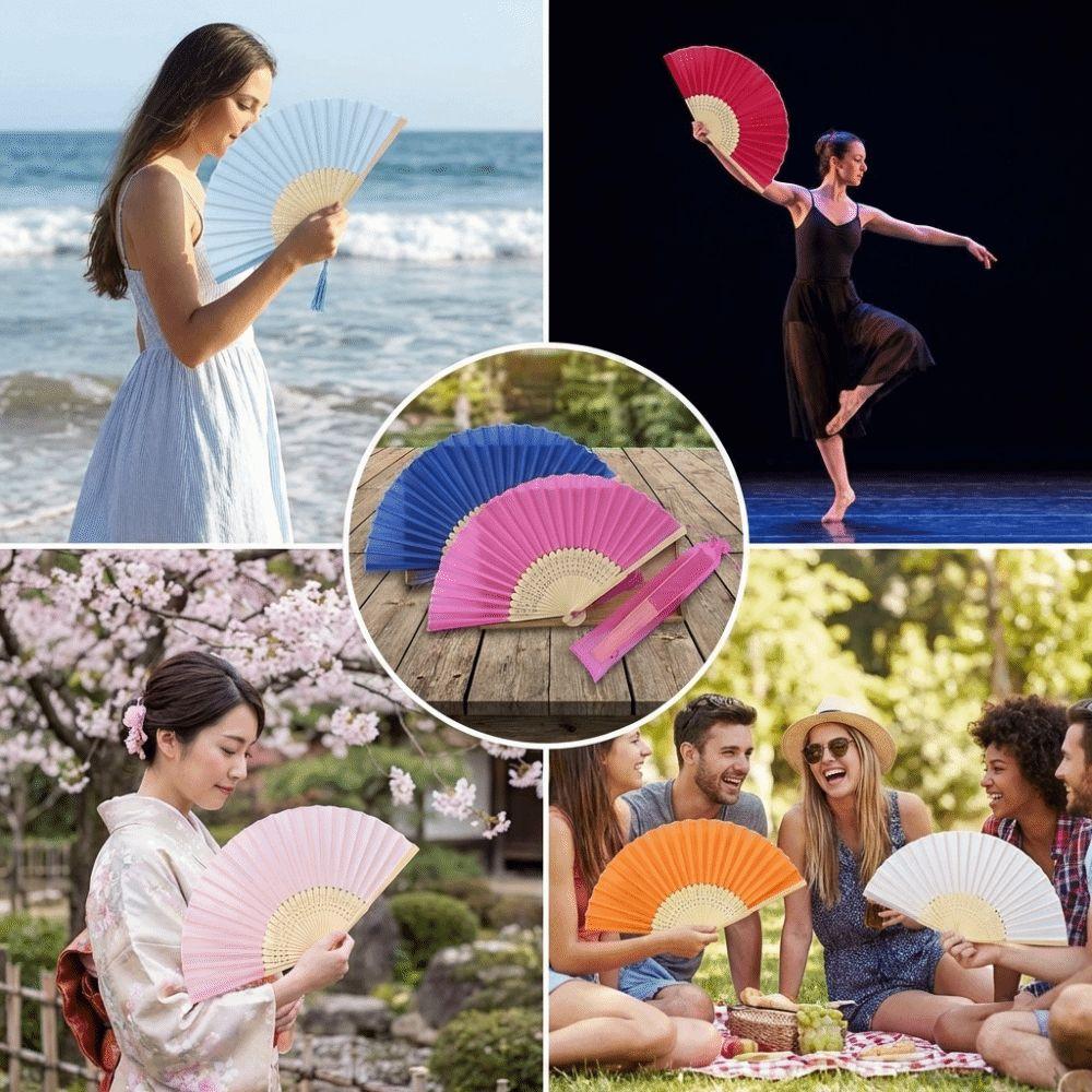 Cooling Tool Silk Hand Fan Chinese Style Hand Held Fan Fashionable Bamboo Hand Fan Wedding Favors