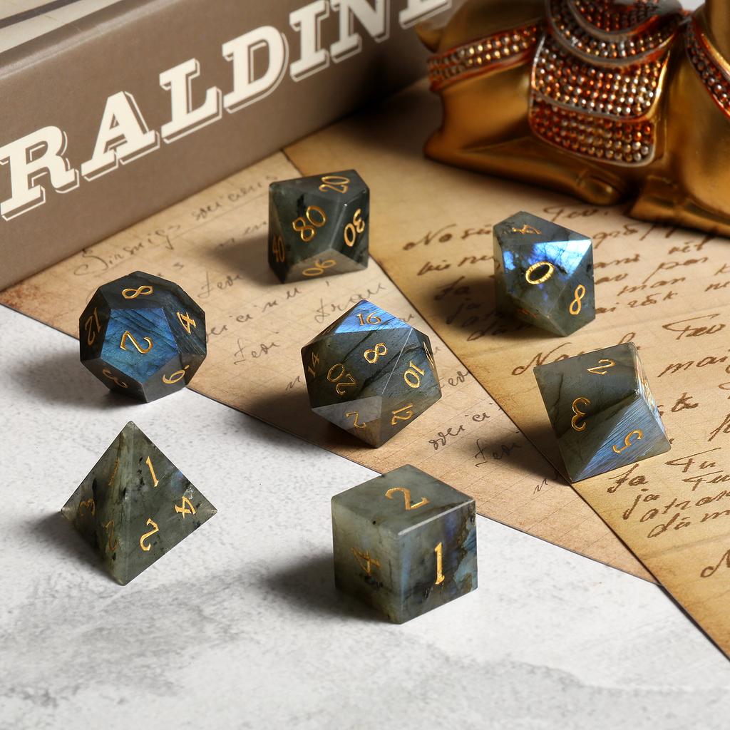Rpg Dice Labradorite Set of 7 Crystal Dice