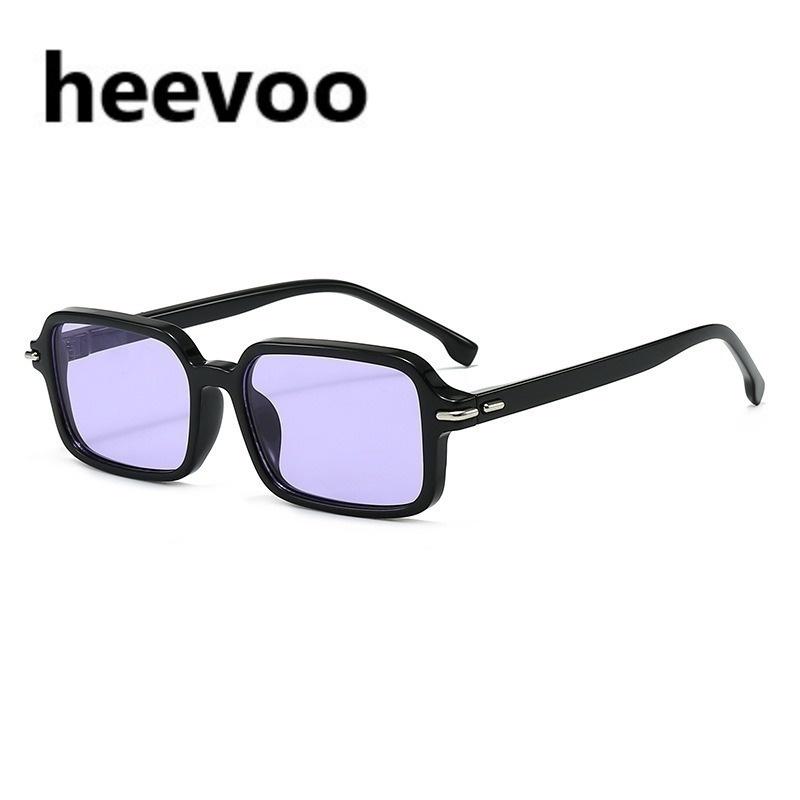 Vintage Square Sunglasses for Men Women Green Ocean Lens UV400 Rectangle Eyewear Trending Rivets Sun Glasses