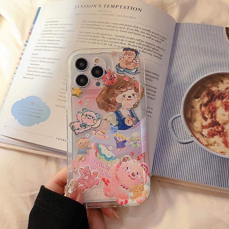 Абстрактное искусство масляной живописи Маленькая девочка Мягкий чехол для телефона из ТПУ для iPhone 11 12 13 14 Pro Max 14 Plus 14 Pro 13 Pro 12 Pro Прозрачный противоударный чехол