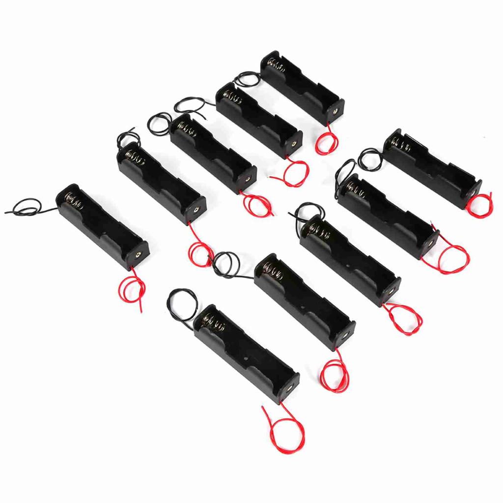 10pcs Plastic Battery Holder Storage Box Case for 1x 18650 Battery With Wire Leads