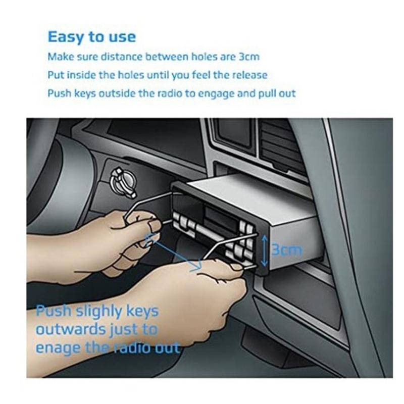 Инструмент для снятия автомагнитолы Ключи DIN Набор ключей для снятия Подходит для большинства моделей Головное устройство Медиаплеер Штифты Ремонт радио