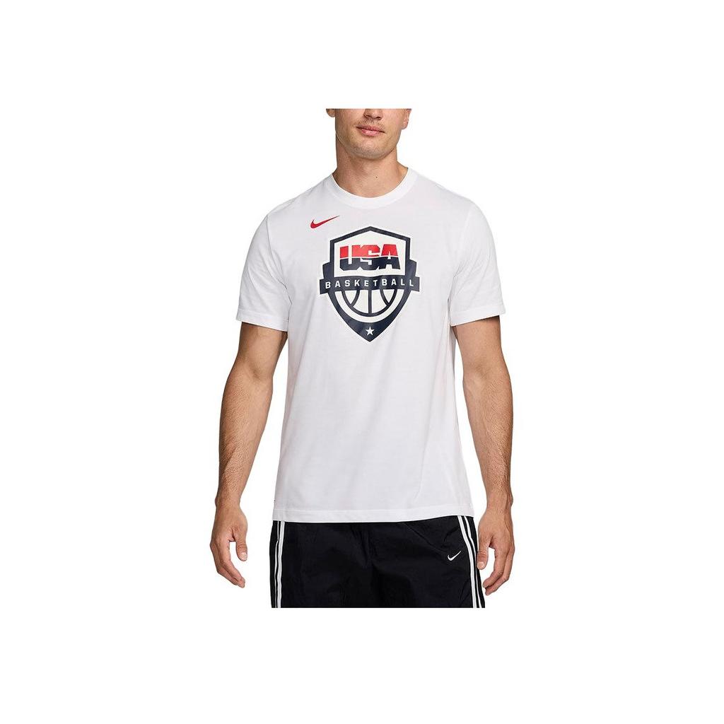 Nike Usab Letter Pattern Printed Crew Neck Short Sleeve T-Shirt Men Tops White FQ3634-100