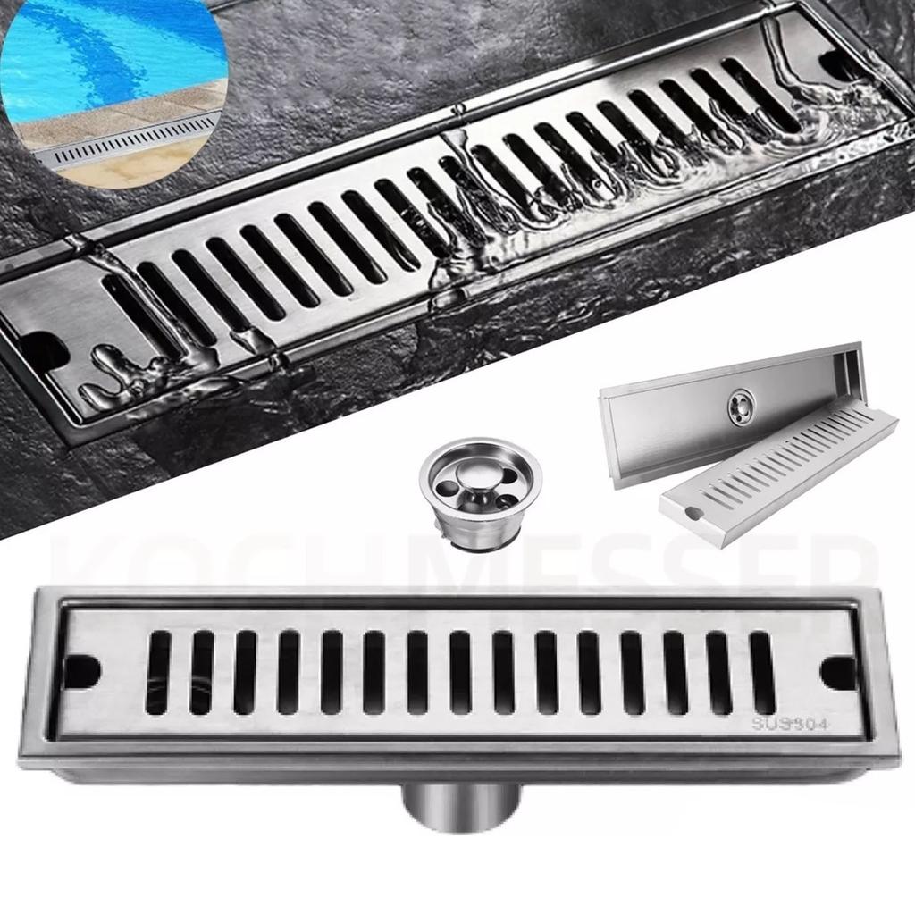 Длинный сливной слив из нержавеющей стали с большим дезодорирующим фильтром для душевой комнаты отеля