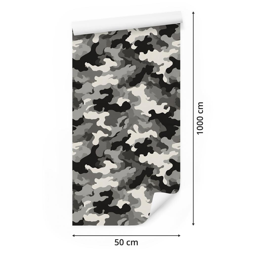 Military Camouflage Wallpaper Gray and Graphite for Living Room and Bedroom 50x1000