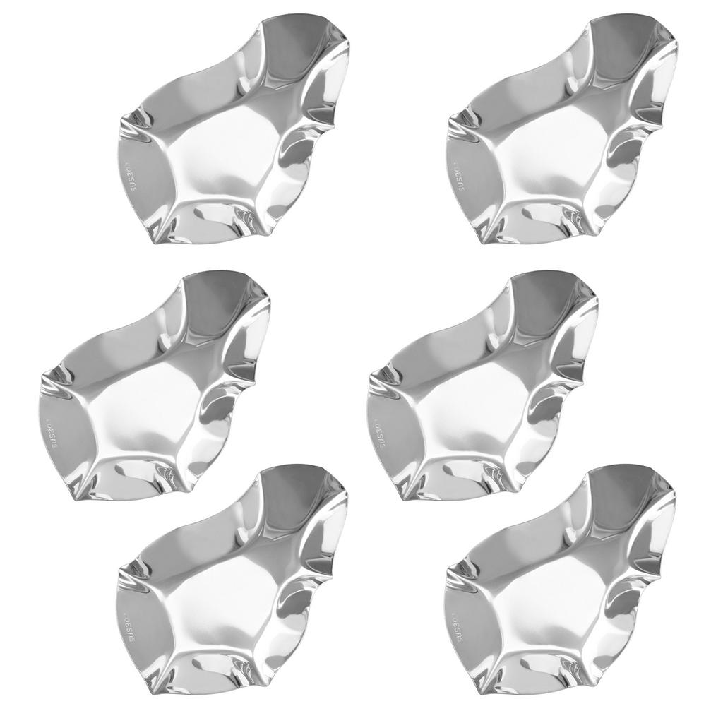 Pack of 6 Unique Reusable Sauce Dishes Dipping Bowls 304Stainless Steel Texture Suitable for Home Use and Parties