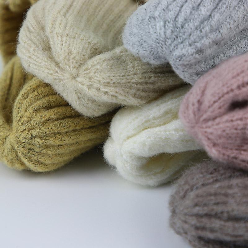 Winter Baby Knit Hat Woolen Warm Kids Crochet Bonnet 6-36 Months Boy Girl Toddler Ear Protection Cap Solid Color Children Beanie