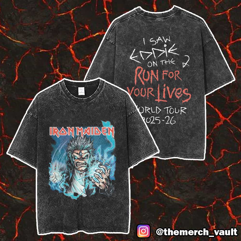 Футболка Iron Maiden Run for Your Lives World Tour Событие Постиранная Оверсайз Y2k Короткий Рукав Мужская Женская Унисекс Футболка Уличная Одежда