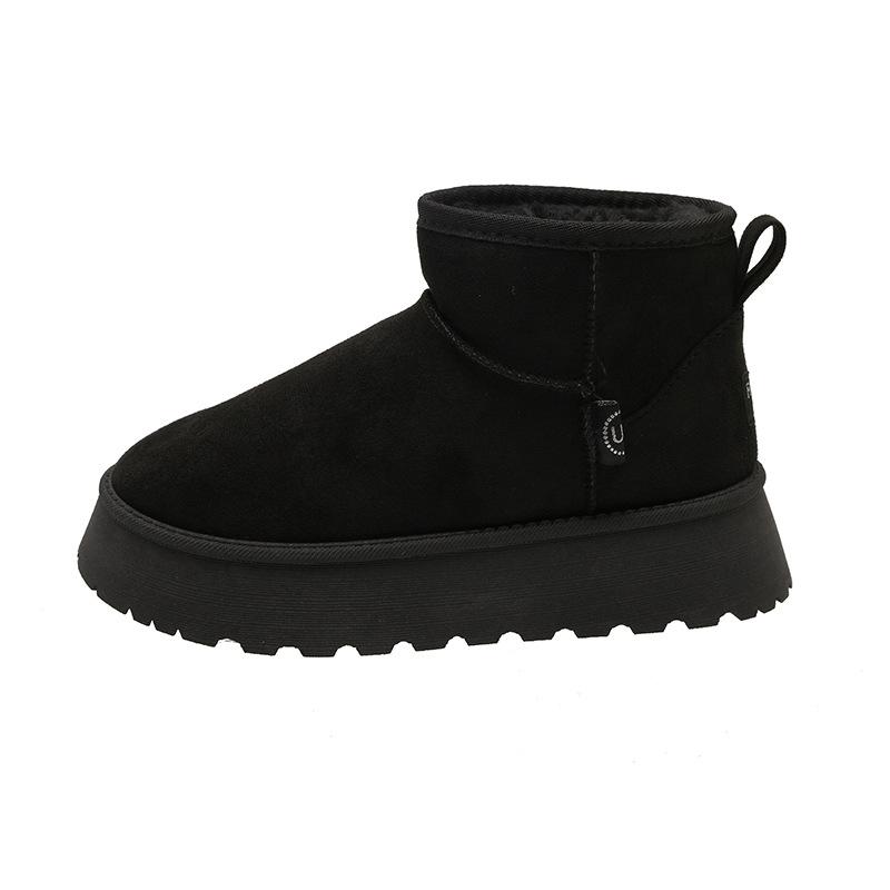 Осень и зима большой размер новые толстоподошвенные увеличивающие рост сноубутсы женские пушистые сноубутсы замшевые нескользящие хлопковые туфли